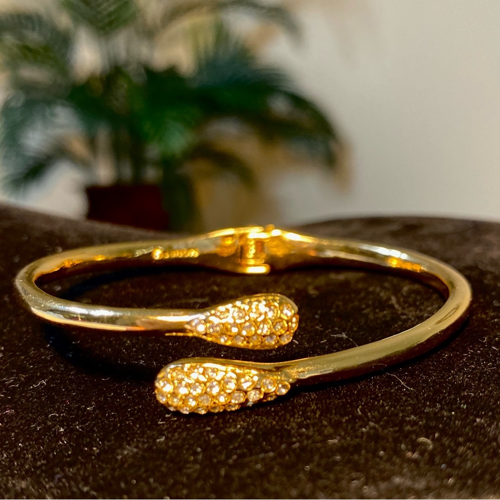 Monet Pave Hinged Cuff Bracelet Golden color